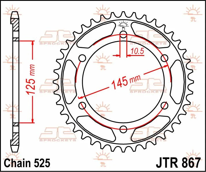 Jt Sprockets Stål Baghjul 525-44t