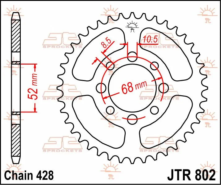 JT Sprockets Stål Baghjul 38t