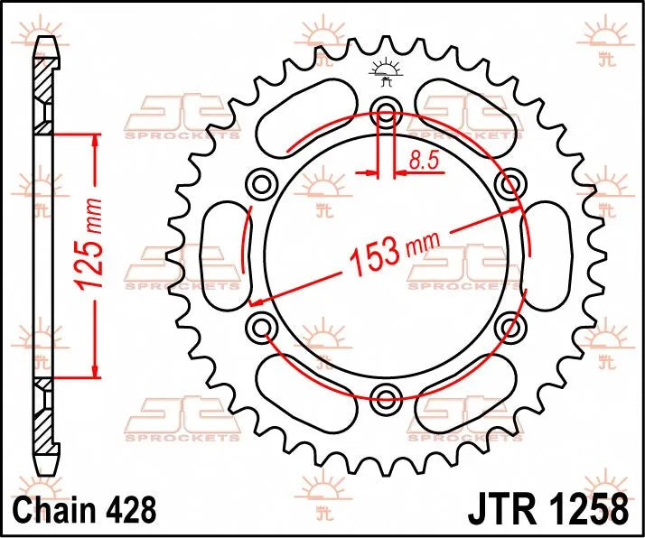 Jt Sprockets Stål Baghjul 54t
