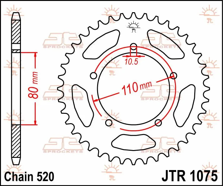 Jt Sprockets Stål Baghjul 520-39t