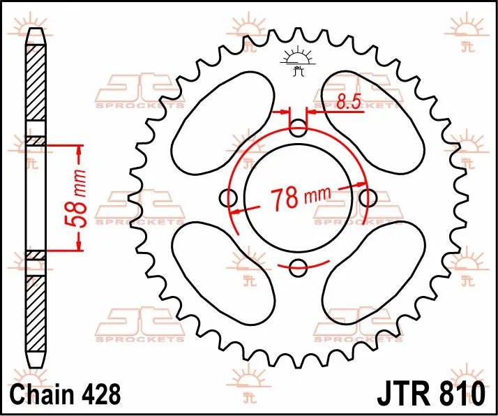 Jt Sprockets Stål Baghjul 43t