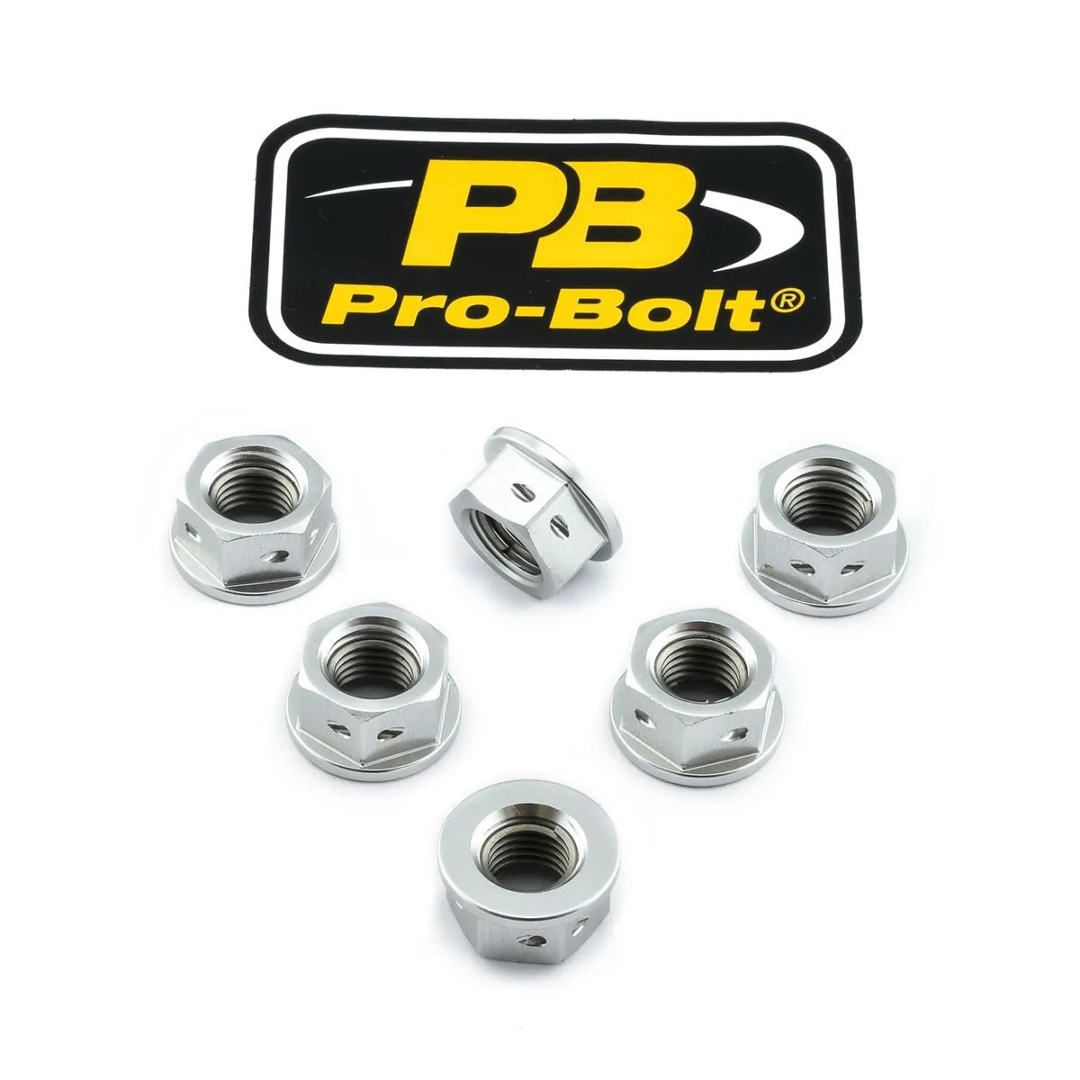 Pro Bolt Aluminium Tandhjulsmøtrikker - Sølv 6-pak