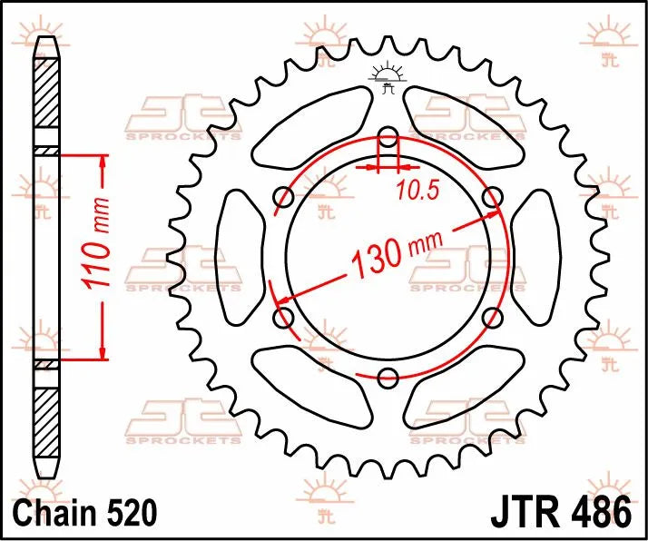 Jt Sprockets Stål Baghjul - 520, 47t